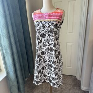 Persifor Sloane Sheath Shift‎ Dress Otomi Seashell Print Size Small Brown Pink